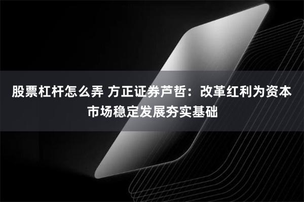 股票杠杆怎么弄 方正证券芦哲：改革红利为资本市场稳定发展夯实基础