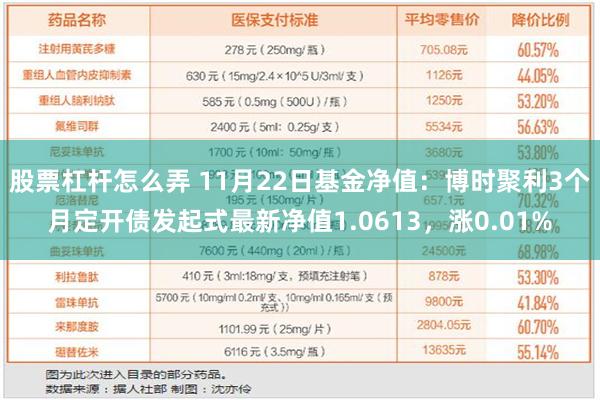 股票杠杆怎么弄 11月22日基金净值：博时聚利3个月定开债发起式最新净值1.0613，涨0.01%