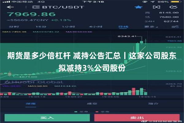 期货是多少倍杠杆 减持公告汇总丨这家公司股东拟减持3%公司股份